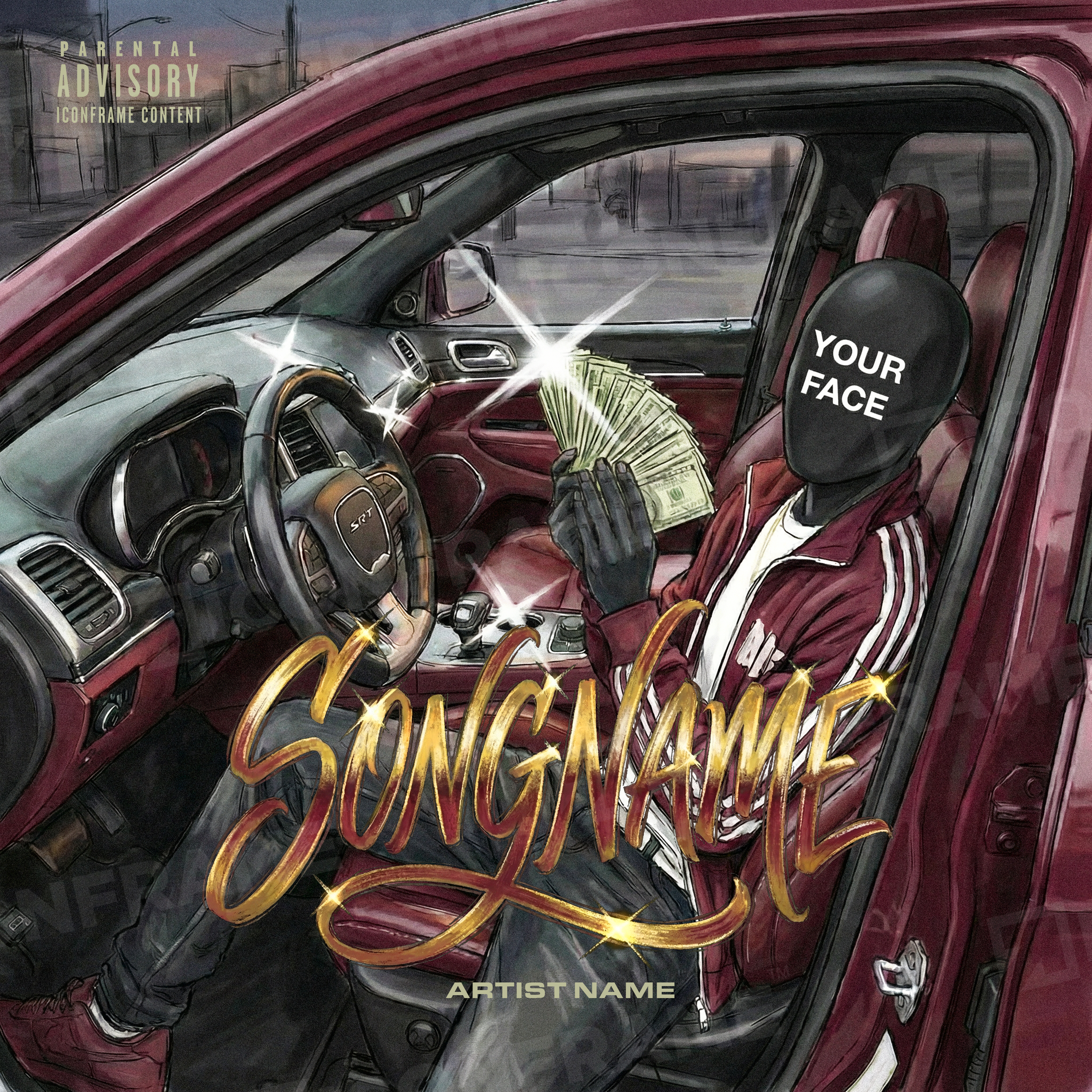 ICONFRAME Fast Money artwork featuring bold typography and vibrant colors on a dark background.