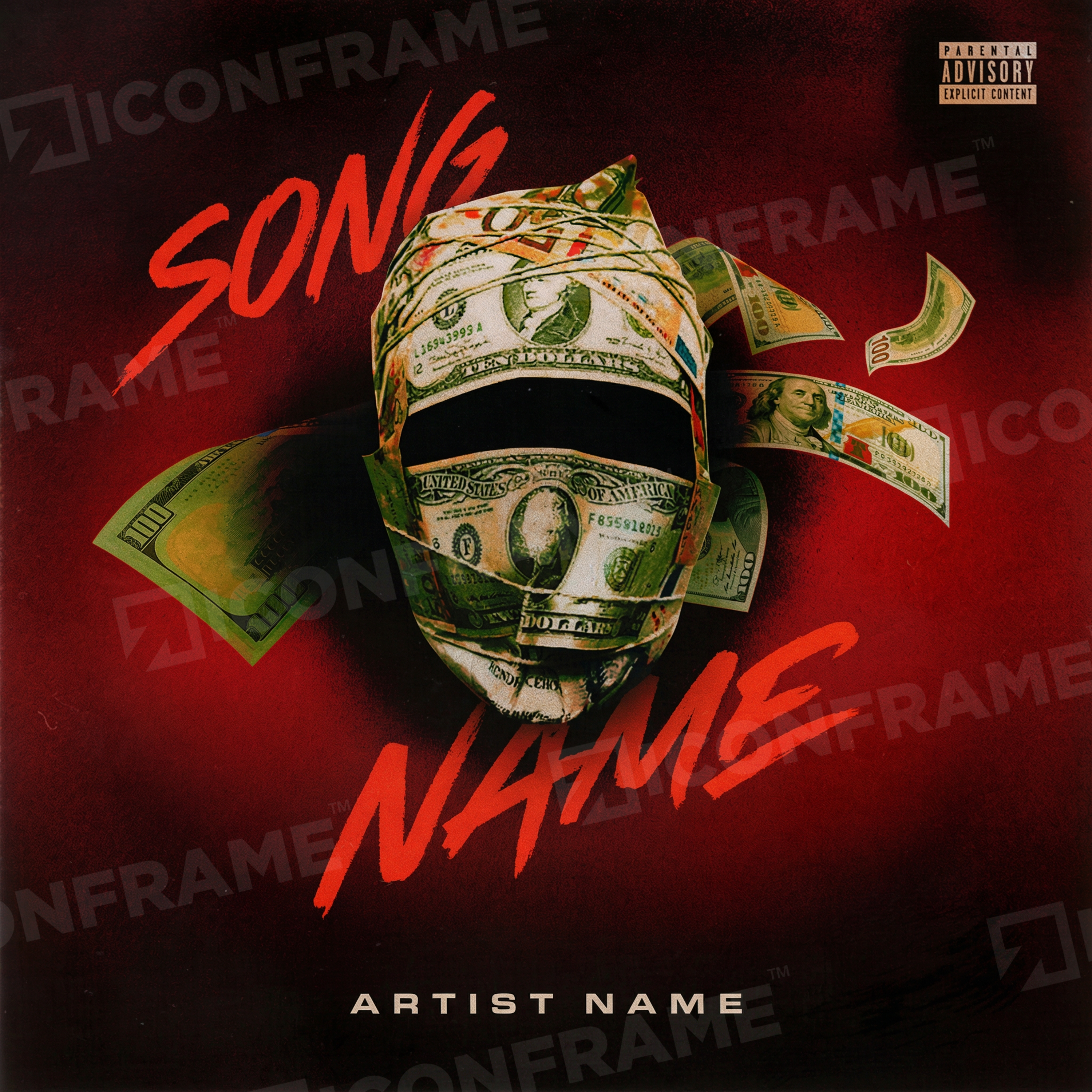 ICONFRAME Money Mask featuring a stylish design with realistic money print, perfect for costumes or themed events.