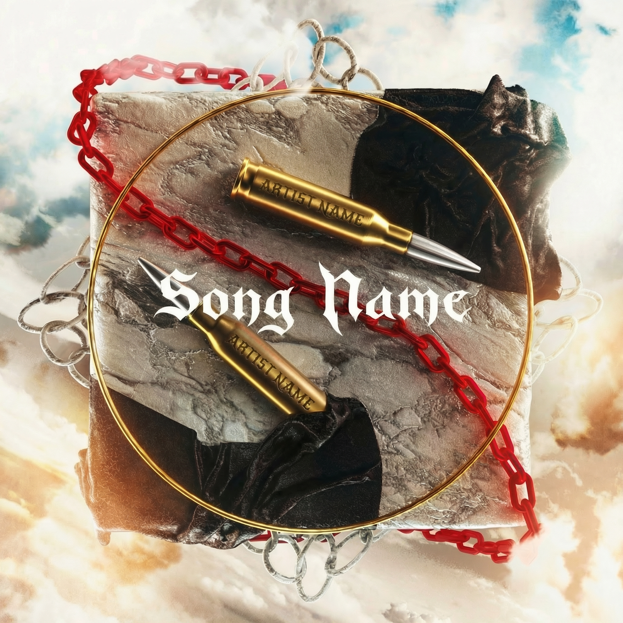 ICONFRAME Stray Bullet artwork featuring a detailed, dynamic illustration of a stray bullet in a realistic style.
